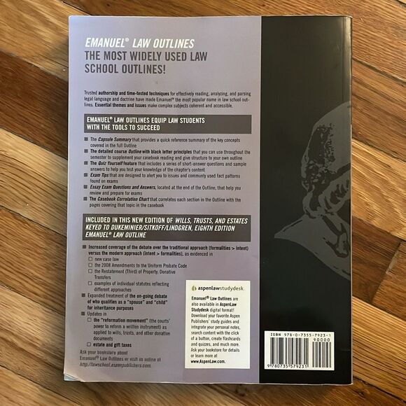 Emanuel Law Outlines: Wills, Trusts, and Estates 8th Edition - Law School - Picture 2 of 12